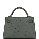 Hermes Kelly Sellier 20 Vert Amande Ostrich Palladium Hardware