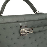Hermes Kelly Sellier 20 Vert Amande Ostrich Palladium Hardware