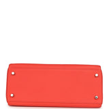 Pre-owned Hermes Kelly Retourne 28 Rose Texas Clemence Palladium Hardware