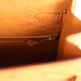 Pre-owned Hermes Kelly Sellier 35 Cognac Ostrich Gold Hardware