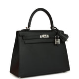 Hermes Kelly Sellier 25 Black Epsom Palladium Hardware