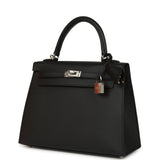 Hermes Kelly Sellier 25 Black Epsom Palladium Hardware