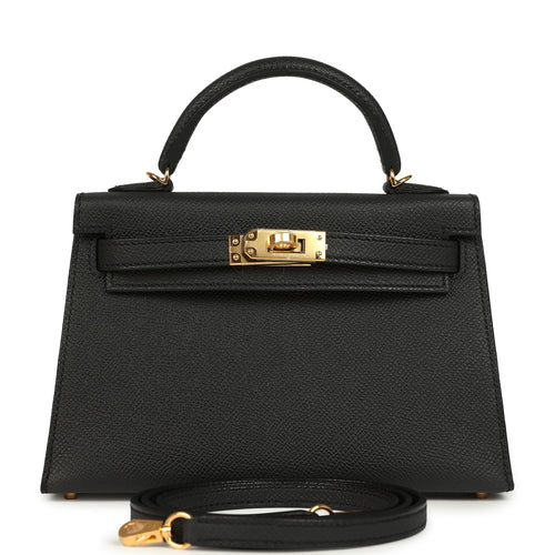 Hermes Kelly Sellier 20 Black Epsom Gold Hardware