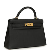Hermes Kelly Sellier 20 Black Epsom Gold Hardware