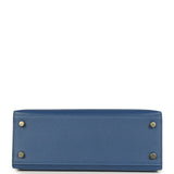 Hermes Kelly Sellier 25 Bleu Tie Madame Permabrass Hardware