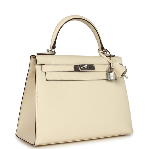 Pre-owned Hermes Kelly Sellier 28 Nata Epsom Palladium Hardware