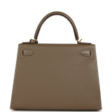 Pre-owned Hermes Kelly Sellier 28 Etoupe Epsom Gold Hardware