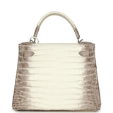 Hermes Kelly Retourne 28 Himalaya Matte Niloticus Crocodile Palladium Hardware