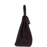 Pre-owned Hermes Kelly Retourne 35 Raisin Togo Palladium Hardware