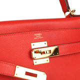 Pre-owned Hermes Kelly Retourne 28 Rouge Tomate Evercolor Gold Hardware