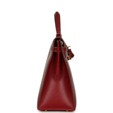 Vintage Hermes Kelly Sellier 35 Rouge H Veau Grain Lisse Gold Hardware