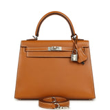 Hermes Kelly Sellier 25 Naturel Sable Butler Palladium Hardware