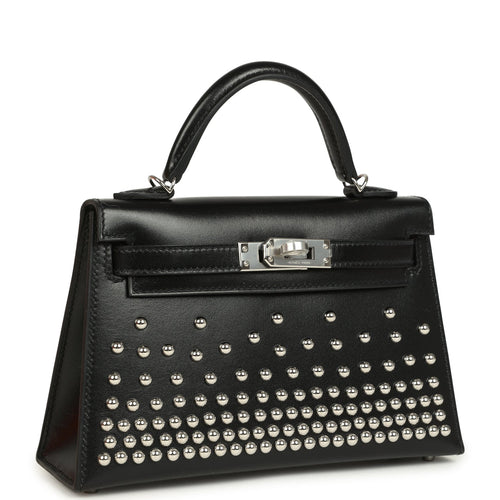 Hermes Kelly Sellier 20 Clouté Black Box Palladium Hardware