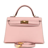 Hermes Special Order (HSS) Kelly Sellier 20 Rose Sakura Verso Chevre Mysore Gold Hardware