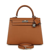 Hermes Kelly Sellier 25 Gold Epsom Palladium Hardware