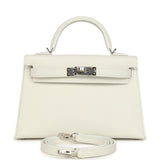 Hermes Kelly Sellier 20 New White Epsom Palladium Hardware