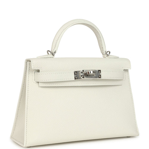 Hermes Kelly Sellier 20 New White Epsom Palladium Hardware