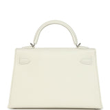 Hermes Kelly Sellier 20 New White Epsom Palladium Hardware