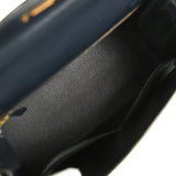 Vintage Hermes Kelly Sellier 28 Bleu Marine Box Gold Hardware