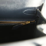 Vintage Hermes Kelly Sellier 28 Bleu Marine Box Gold Hardware
