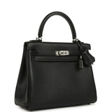 Hermes Kelly Retourne 25 Black Cheri Palladium Hardware