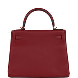 Pre-owned Hermes Kelly Retourne 28 Rouge Grenat Togo Gold Hardware