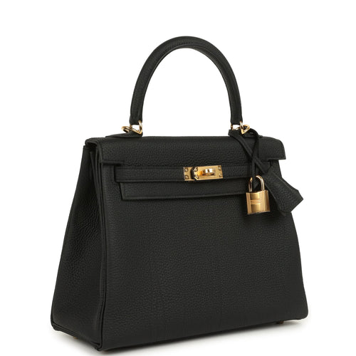 Hermes Kelly Retourne 25 Black Togo Gold Hardware