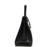 Vintage Hermes Kelly Retourne 35 Black Box Gold Hardware