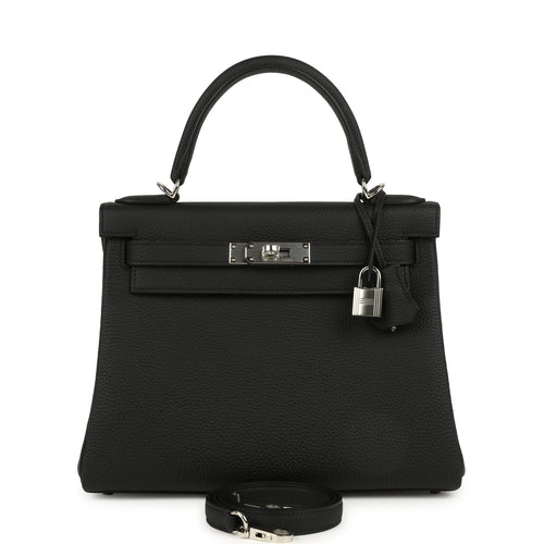 Hermes Kelly Retourne 28 Black Togo Palladium Hardware
