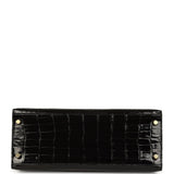 Pre-owned Hermes Kelly Sellier 28 Black Shiny Niloticus Crocodile Gold Hardware