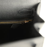 Pre-owned Hermes Kelly Sellier 28 Black Epsom Gold Hardware