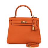 Hermes Kelly Retourne 25 Orange Togo Gold Hardware