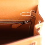 Pre-owned Hermes Kelly Sellier 25 Gold Epsom Palladium Hardware