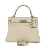 Pre-owned Hermes Special Order (HSS) Kelly Retourne 28 Beton Verso Togo Brushed Palladium Hardware