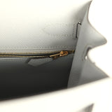 Pre-owned Hermes Kelly Sellier 32 Bleu Glacier Epsom Gold Hardware