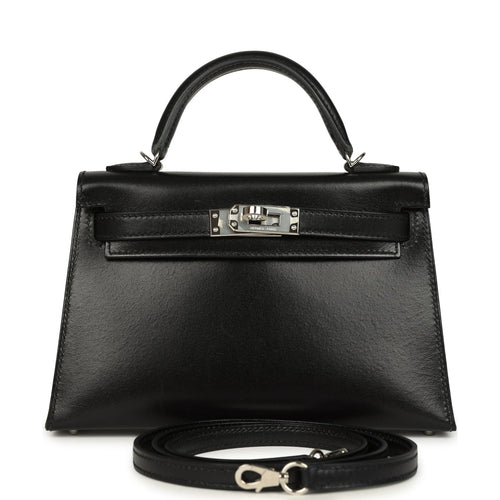 Pre-owned Hermes Kelly Sellier 20 Black Box Palladium Hardware