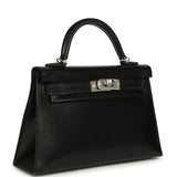 Pre-owned Hermes Kelly Sellier 20 Black Box Palladium Hardware
