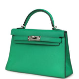 Pre-owned Hermes Kelly Sellier 20 Cactus Verso Chèvre Mysore Palladium Hardware