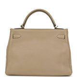 Pre-owned Hermes Kelly Retourne 32 Gris Tourterelle Togo Palladium Hardware