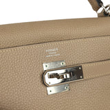Pre-owned Hermes Kelly Retourne 32 Gris Tourterelle Togo Palladium Hardware