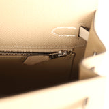 Hermes Kelly Sellier 25 Tri-Color Etoupe, Craie, Trench Epsom Palladium Hardware