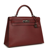 Vintage Hermes Kelly Sellier 32 Rouge H Vache Liegee Palladium Hardware