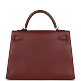 Vintage Hermes Kelly Sellier 32 Rouge H Vache Liegee Palladium Hardware