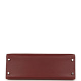 Vintage Hermes Kelly Sellier 32 Rouge H Vache Liegee Palladium Hardware