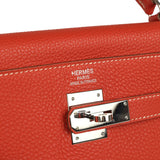 Pre-owned Hermes Retourne Kelly 35 Sanguine Clemence Palladium Hardware