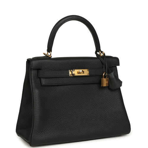 Hermes Kelly Retourne 28 Black Clemence Gold Hardware