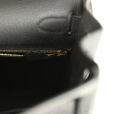 Pre-owned Hermes Kelly Retourne 28 Black Togo Gold Hardware