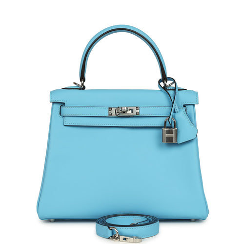 Hermes Kelly Retourne 25 Celeste Swift Palladium Hardware