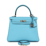 Hermes Kelly Retourne 25 Celeste Swift Palladium Hardware