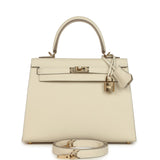 Hermes Kelly Sellier 25 Craie Epsom Permabrass Hardware